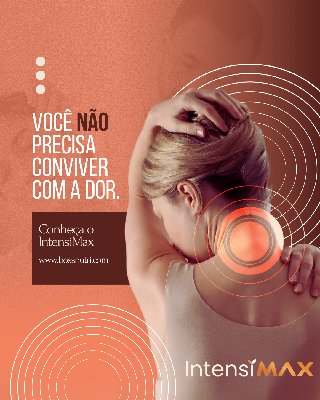 Peça de social media — IntensiMax alívio de dores